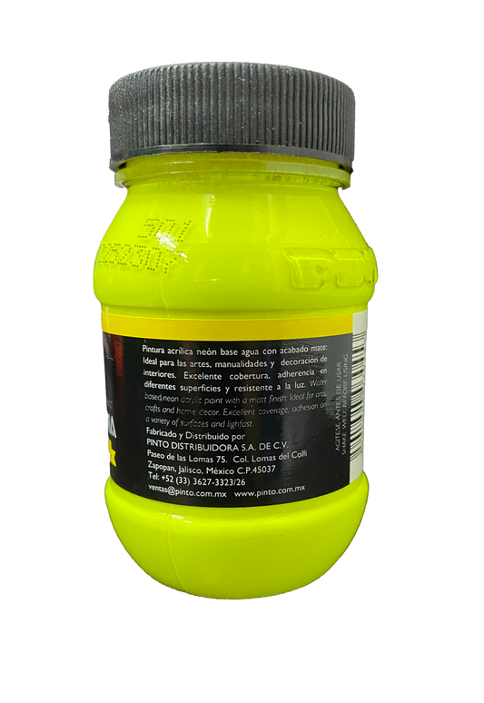 PINTURA ACRILICA 100 ML AMARILLO NEON 501 PINTO DISTRUIDORA