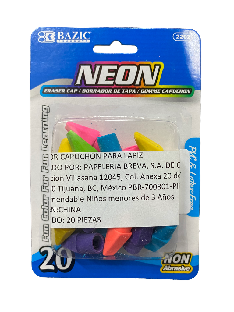 BORRADOR GORRITO NEON 20 PZ 2202 BAZIC MNK