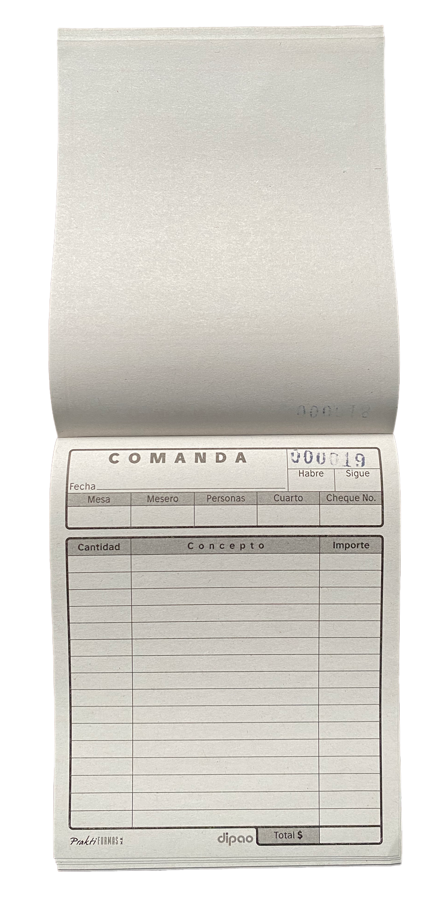 BILERA COMANDA RESTAURANTE CON FOLIO 1-50 KC-100 DIPAO