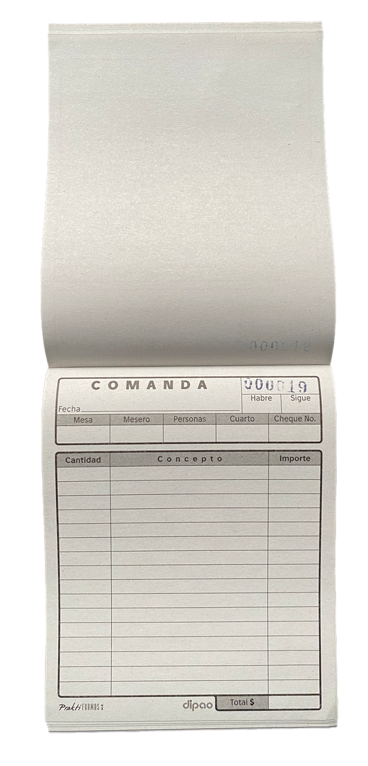 BILERA COMANDA RESTAURANTE CON FOLIO 1-50 KC-100 DIPAO