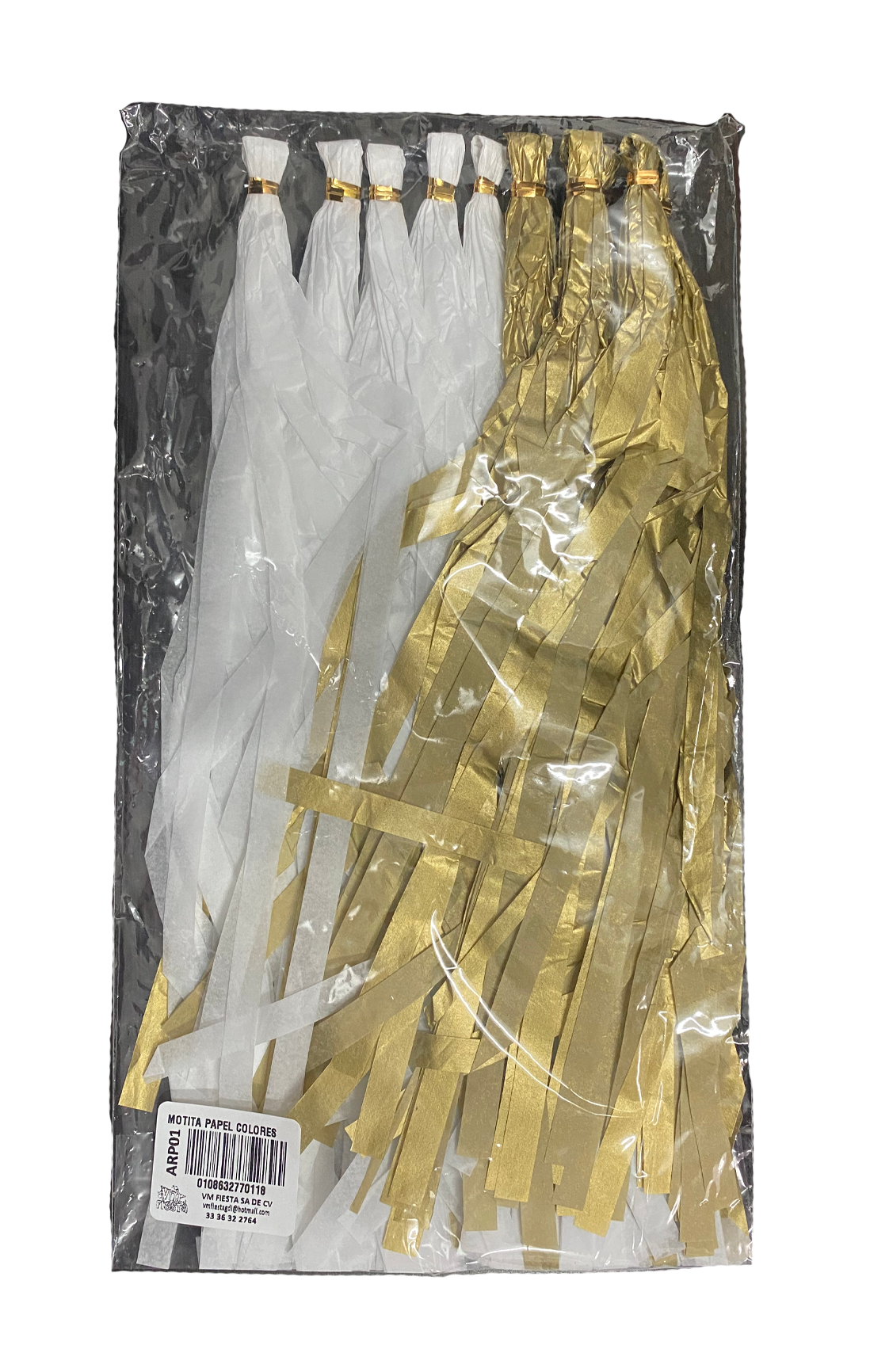 MOTITAS PAPEL CHINA BLANCO/ORO VM FIESTA