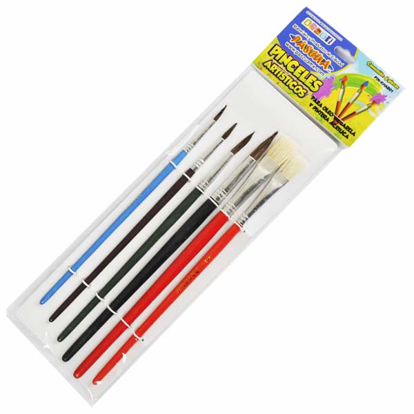 PINCEL JUEGO MIX OLEO ACUARELA Y ACRILICA 6 PZ PASCUA MNK