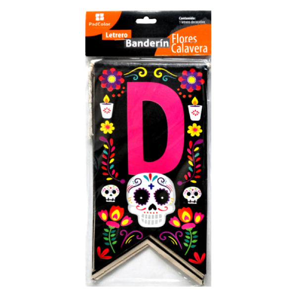 LETRERO BANDERIN FLORES CALAVERA 156 X 23.8 1906 HALLOWEEN PADI