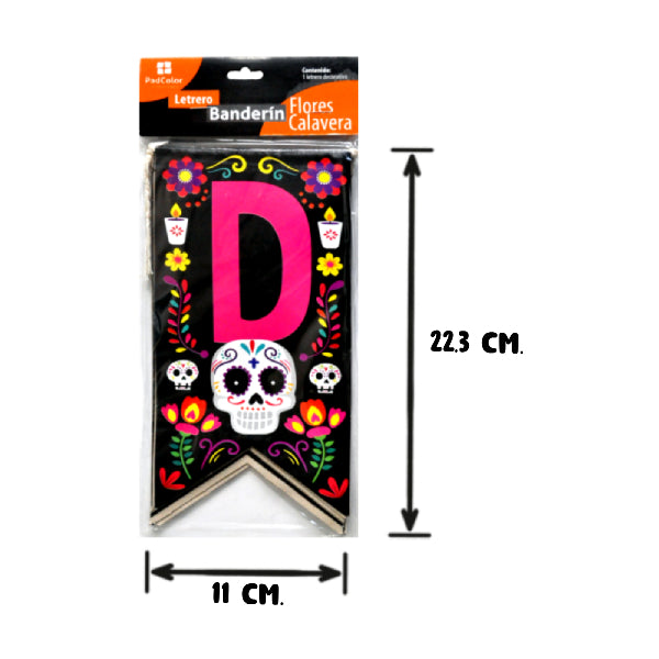 LETRERO BANDERIN FLORES CALAVERA 156 X 23.8 1906 HALLOWEEN PADI