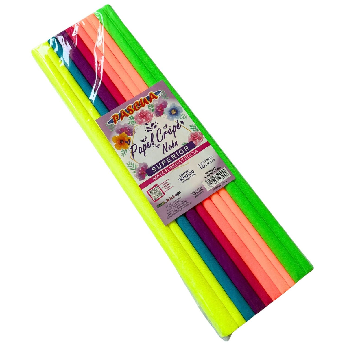 PAPEL CREPE COLORES NEON 10 PZ MNK