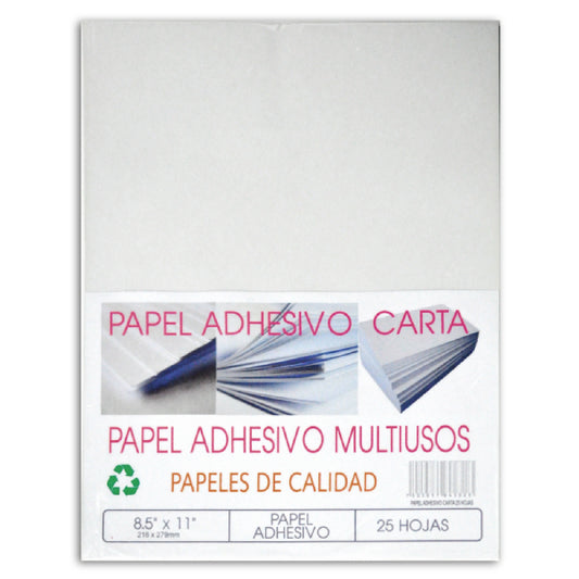 HOJA ADHESIVA CARTA S/SUAJE BLANCA 25 HJ ORGANIZACION PAPELERA