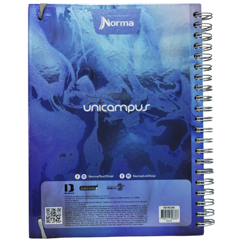 CUADERNO PROFESIONAL DOBLE ARGOLLA UNICAMPUS METALICO 160 HJ RAYA NORMA MNK