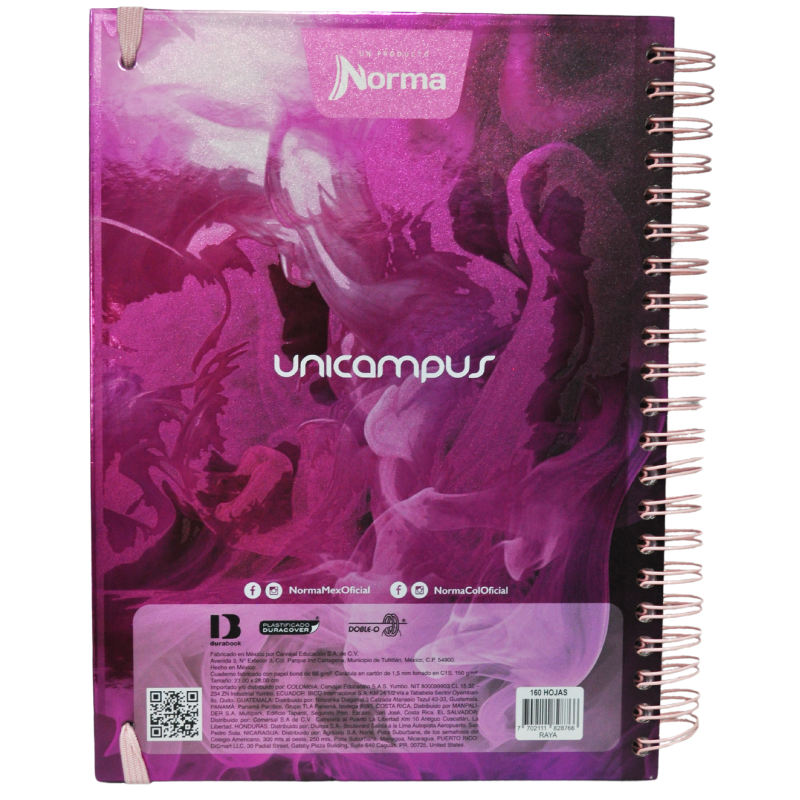 CUADERNO PROFESIONAL DOBLE ARGOLLA UNICAMPUS METALICO 160 HJ RAYA NORMA MNK