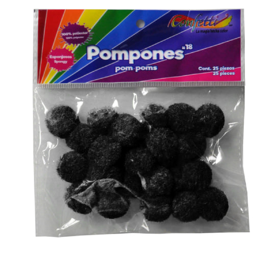 BOLA POM POMS NEGRO # 18 25 PZ NAEN