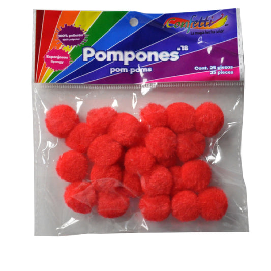 BOLA POM POMS ROJO # 18 25 PZ NAEN