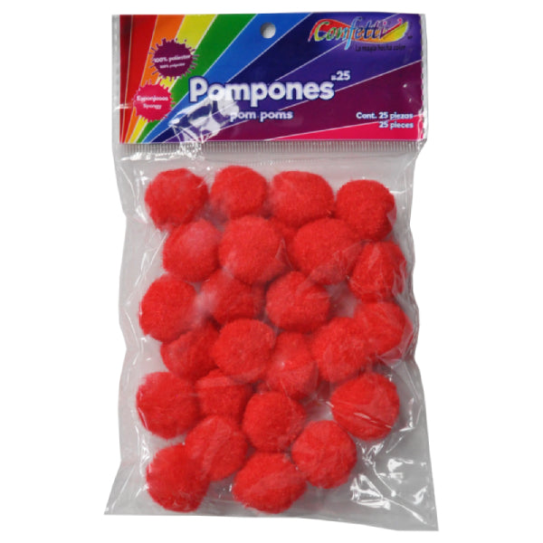 BOLA POM POMS ROJO # 25 25 PZ NAEN