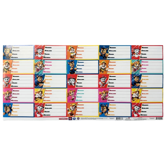 PLANILLA CALCOMANIA MATERIAS PAW PATROL GRANMARK MNK