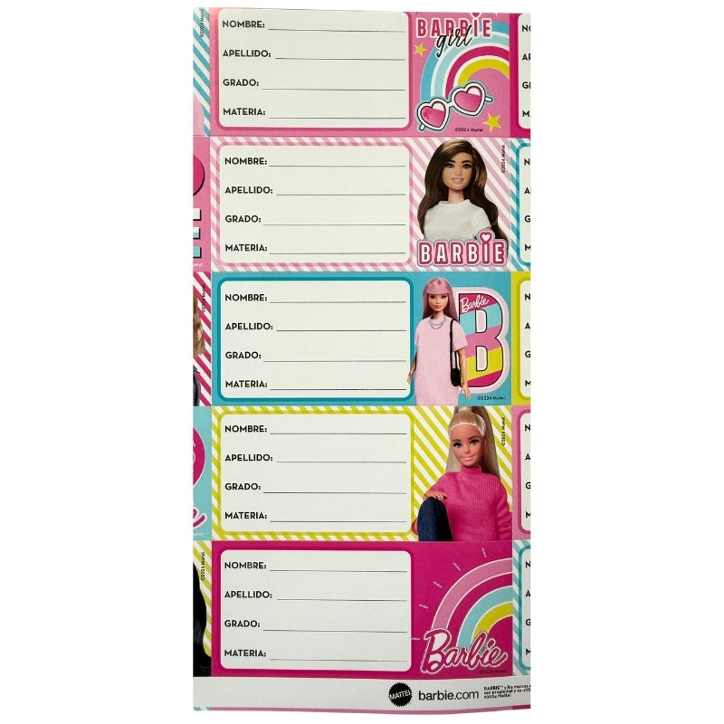 PLANILLA CALCOMANIA MATERIAS BARBIE GRANMARK MNK