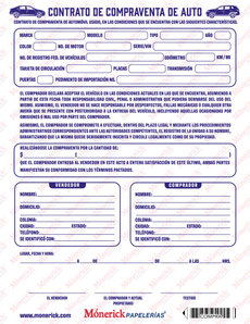 CONTRATO COMPRA/VENTA AUTO MONERICK