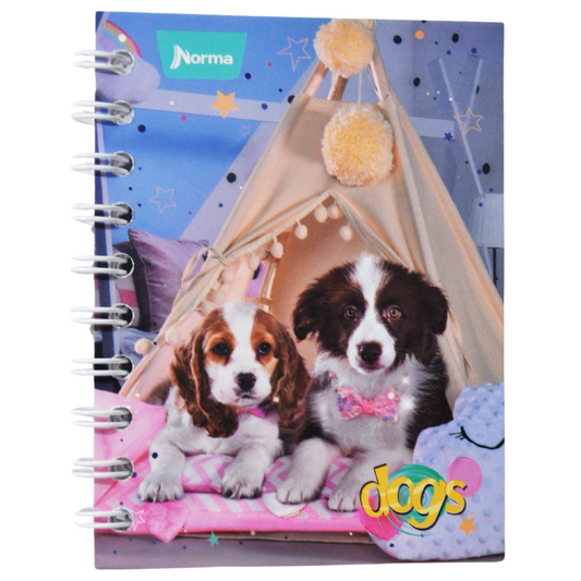 CUADERNO POCKET DOBLE ARGOLLA DOGS 80 HJ RAYA NORMA MNK