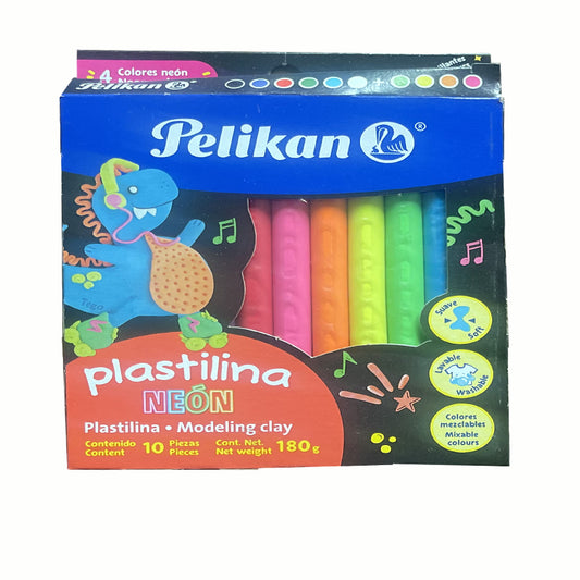 PLASTILINA BARRAS 10 COLORES NEON PELIKAN MNK