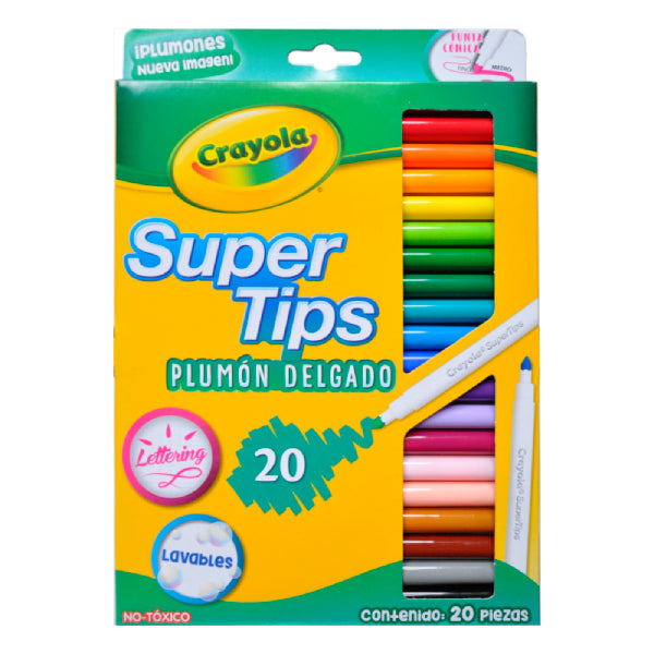 PLUMONES LAVABLES DELGADOS 20 PZ CRAYOLA MNK