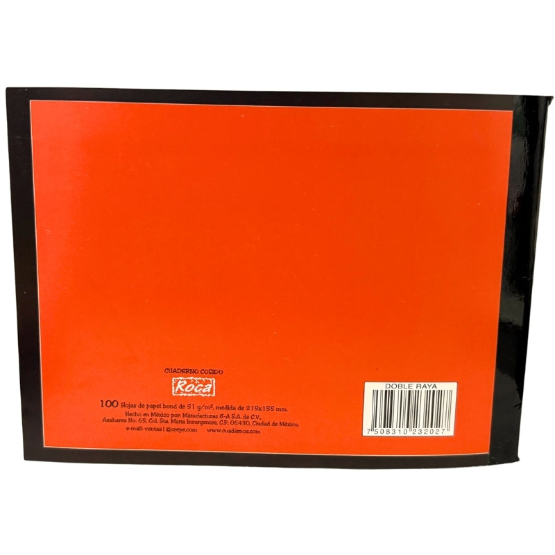 CUADERNO ITALIANO COSIDO ROCA 100 HJ DOBLE RAYA 3202 MAN 8A MNK