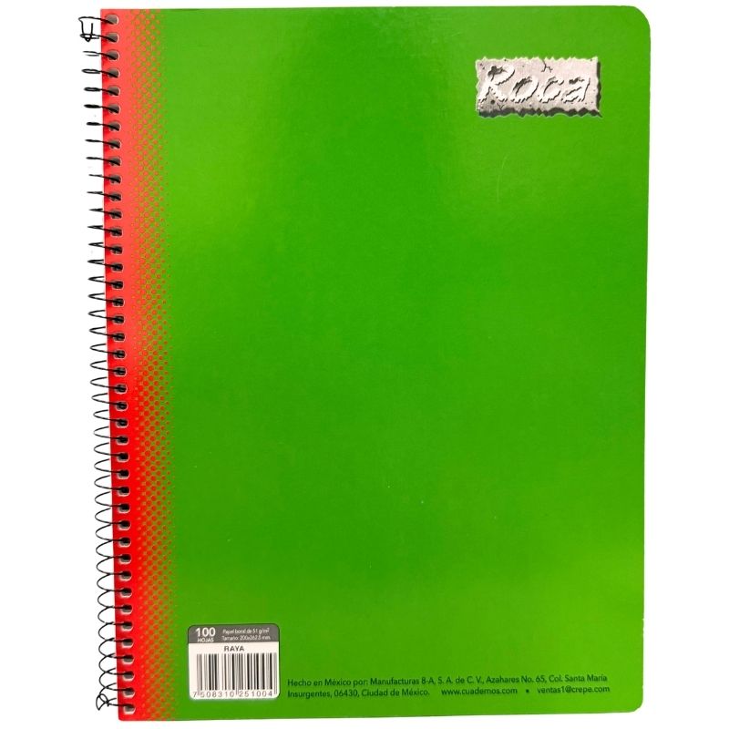 CUADERNO PROFESIONAL ESPIRAL ROKITA 100 HJ DOBLE RAYA 5200 MAN 8A MNK