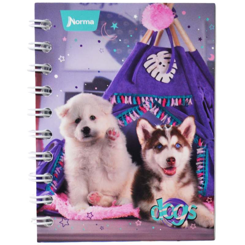 CUADERNO POCKET DOBLE ARGOLLA DOGS 80 HJ RAYA NORMA MNK