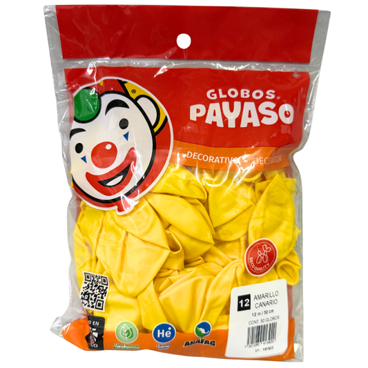 GLOBO DECORATOR #12 AMARILLO 50 PZ FABRICAS SELECTAS