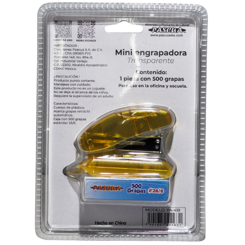 ENGRAPADORA MINI C/GRAPA ESTANDAR PA-419 PASCUA
