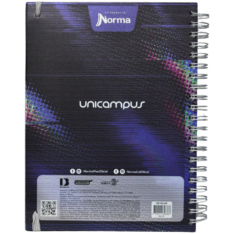 CUADERNO PROFESIONAL DOBLE ARGOLLA UNICAMPUS METALICO 160 HJ RAYA NORMA MNK