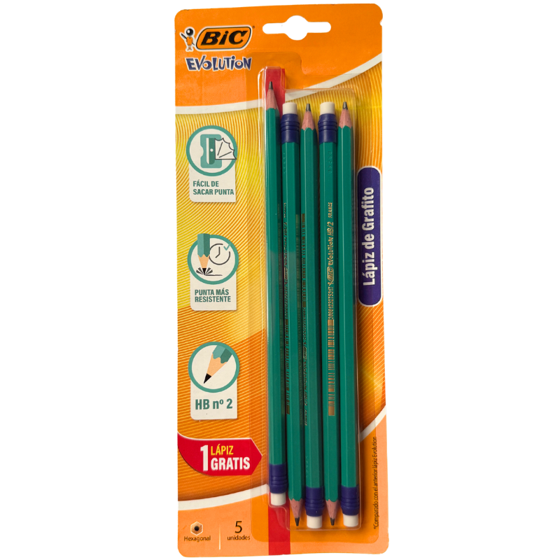 LAPIZ DE GRAFITO EVOLUTION 4 PZ + LAPIZ BIC MNK