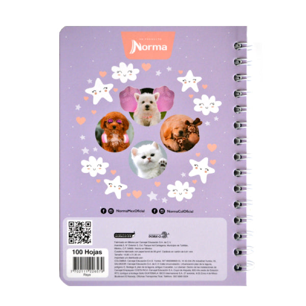 CUADERNO FRANCES DOBLE ARGOLLA DOGS 100 HJ RAYA NORMA MNK
