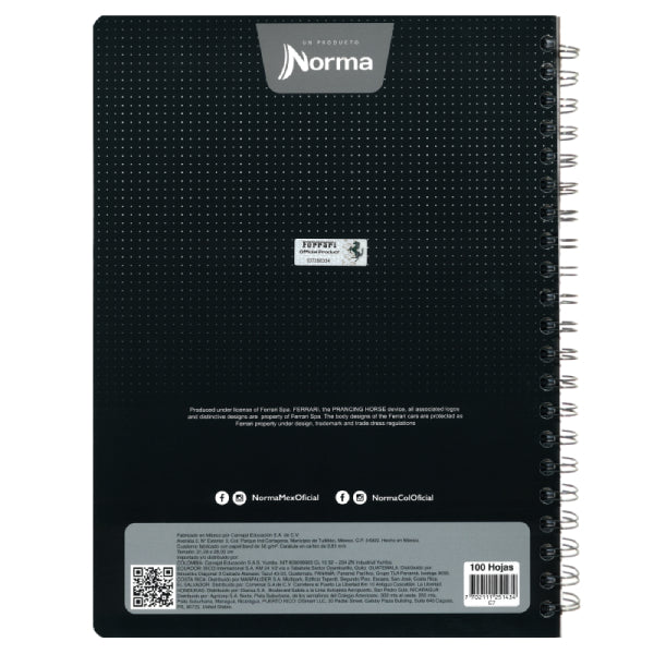 CUADERNO PROFESIONAL DOBLE ARGOLLA FERRARI 100 HJ C7 NORMA MNK