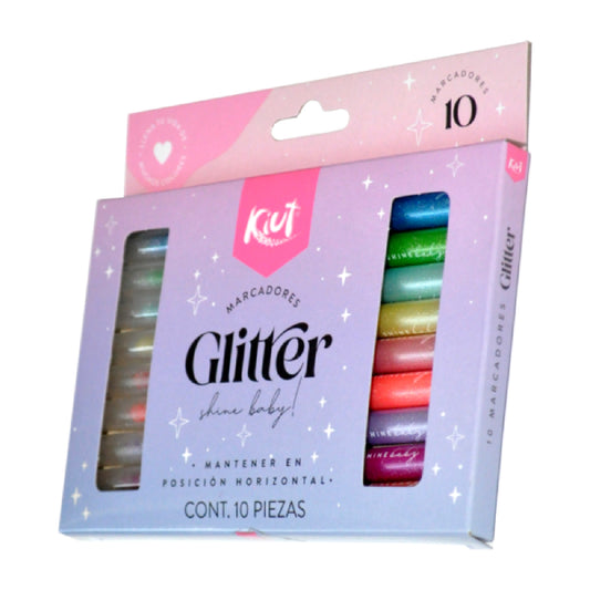 MARCADOR GLITTER KIUT 10 PZ NORMA MNK