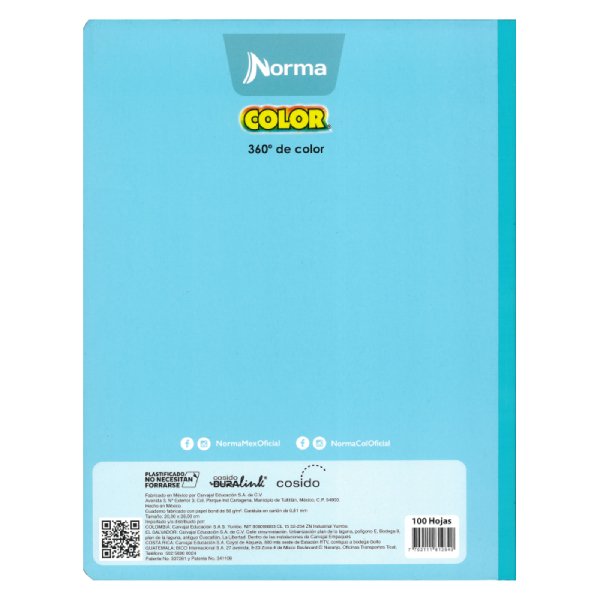 CUADERNO PROFESIONAL COSIDO COLOR 360 100 HJ C7 NORMA MNK