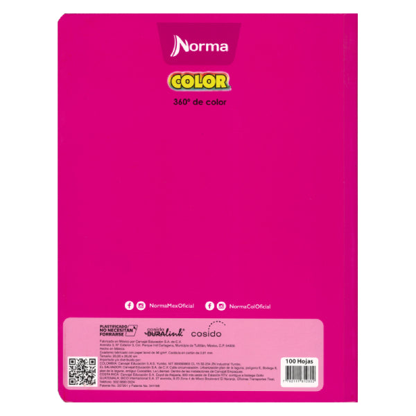 CUADERNO PROFESIONAL COSIDO COLOR 360 100 HJ RAYA NORMA MNK