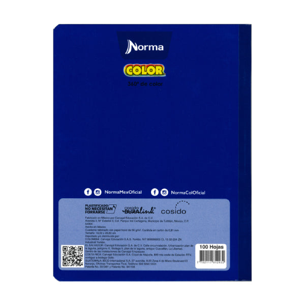 CUADERNO FRANCES COSIDO COLOR 360 100 HJ C7 NORMA MNK