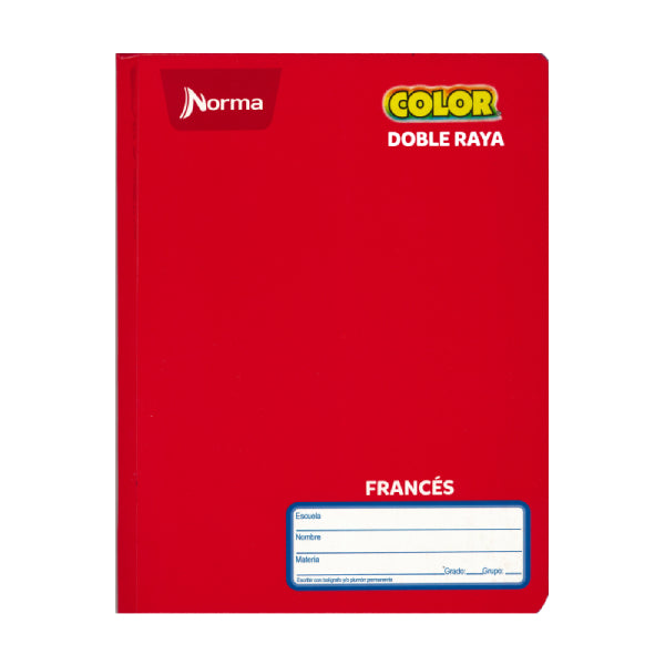 CUADERNO FRANCES COSIDO COLOR 360 100 HJ DOBLE RAYA NORMA MNK