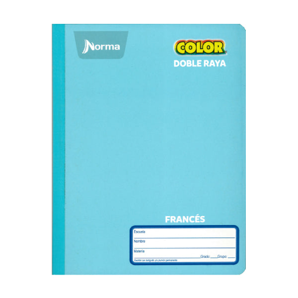 CUADERNO FRANCES COSIDO COLOR 360 100 HJ DOBLE RAYA NORMA MNK