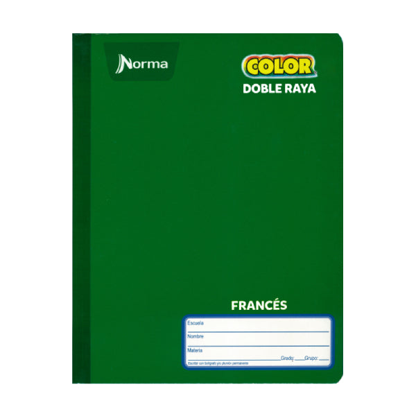 CUADERNO FRANCES COSIDO COLOR 360 100 HJ DOBLE RAYA NORMA MNK