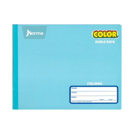 CUADERNO ITALIANO COSIDO COLOR 360 100 HJ DOBLE RAYA NORMA MNK