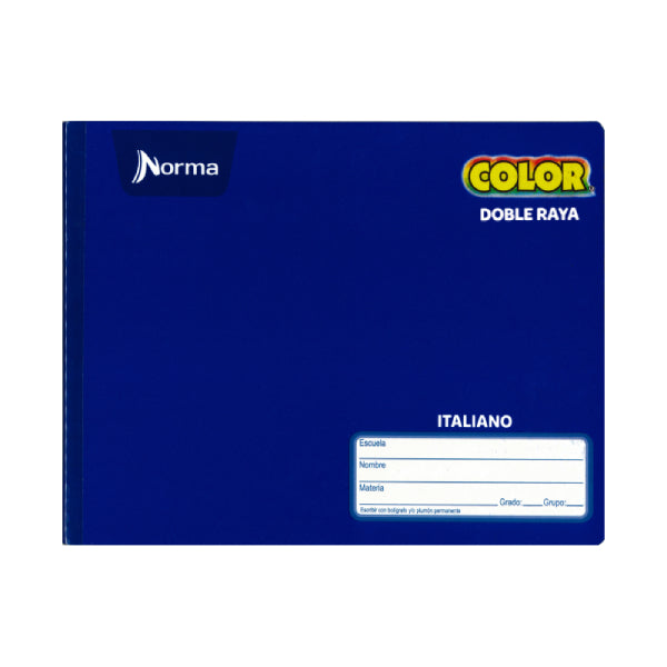 CUADERNO ITALIANO COSIDO COLOR 360 100 HJ DOBLE RAYA NORMA MNK