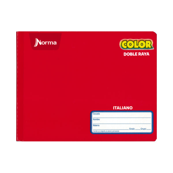 CUADERNO ITALIANO COSIDO COLOR 360 100 HJ DOBLE RAYA NORMA MNK