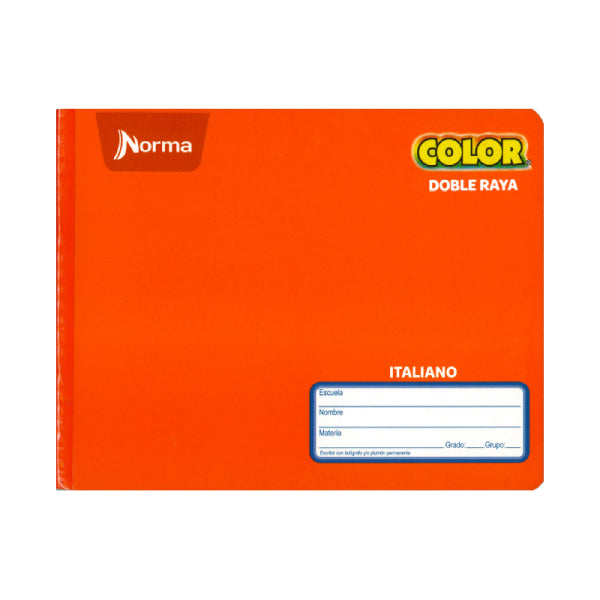 CUADERNO ITALIANO COSIDO COLOR 360 100 HJ DOBLE RAYA NORMA MNK