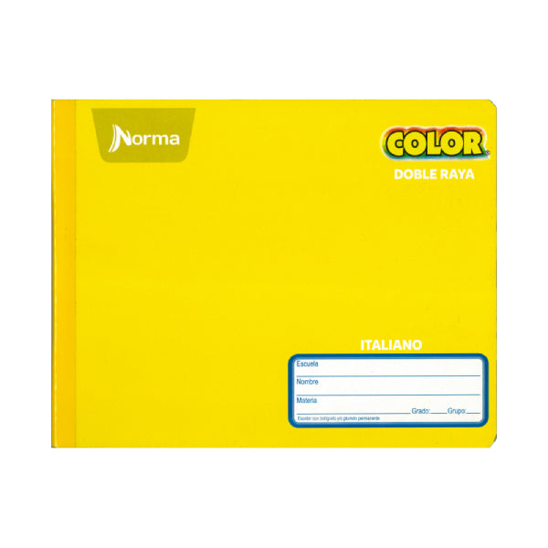 CUADERNO ITALIANO COSIDO COLOR 360 100 HJ DOBLE RAYA NORMA MNK