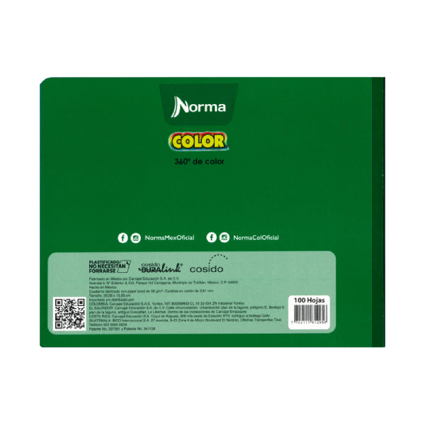 CUADERNO ITALIANO COSIDO COLOR 360 BLANCO NORMA MNK