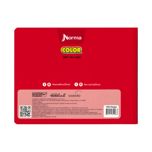 CUADERNO ITALIANO COSIDO COLOR 360 100 HJ C14 NORMA MNK
