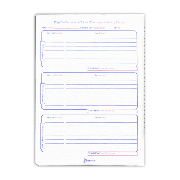 LIBRETA TAREAS COLLEGE COSIDO COLOR 360 48 HJ NORMA MNK