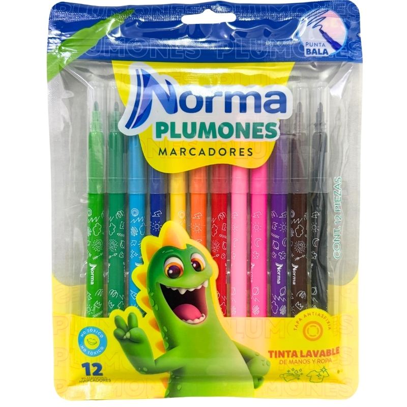 PLUMONES LAVABLES 12 PZ NORMA MNK