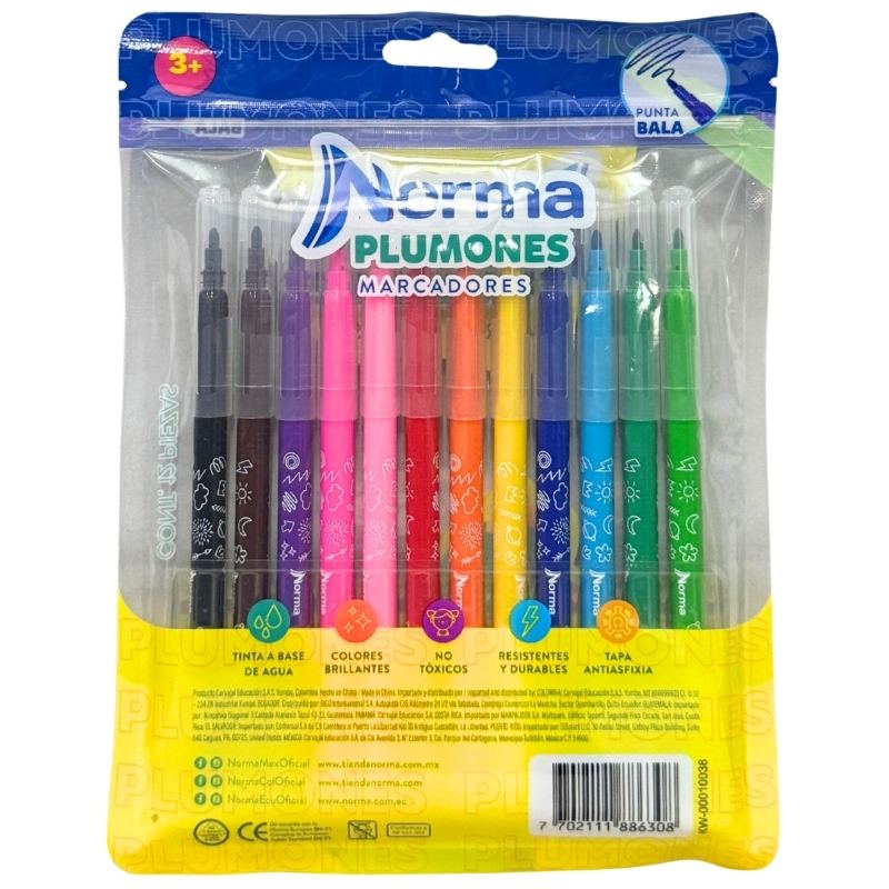 PLUMONES LAVABLES 12 PZ NORMA MNK