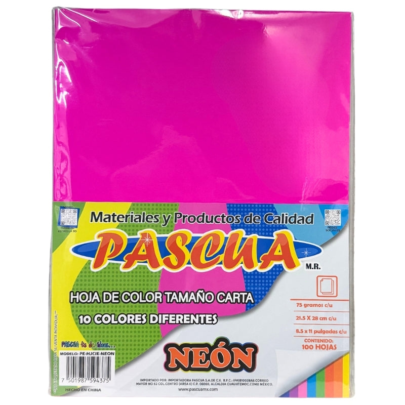 HOJAS COLORES NEON 100 HJ PASCUA MNK