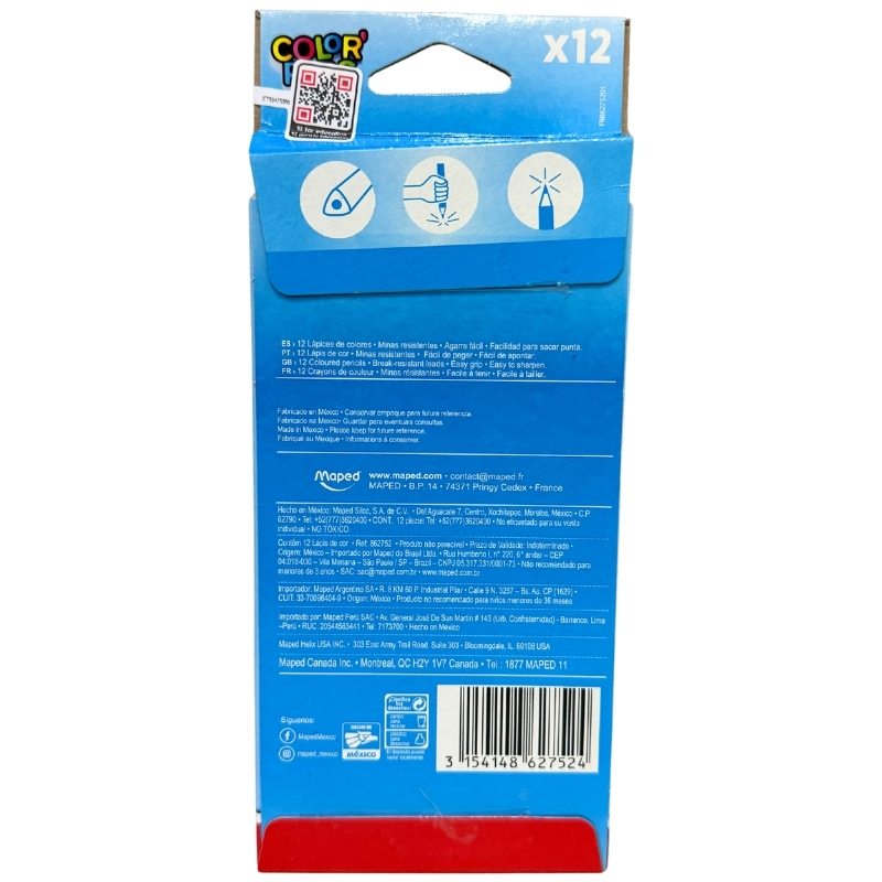 COLOR MADERA PEPS LARGOS TRIANGULAR 12 PZ 3.2 MM MAPED MNK