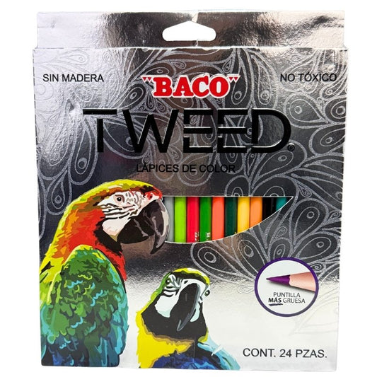 COLORES SIN MADERA TWEED LARGOS 24 PZ BACO MNK